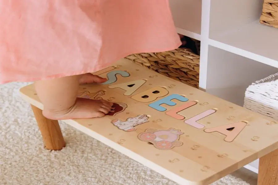 The Perfect Gift Personalized Wooden Name Puzzle Stool for Kids